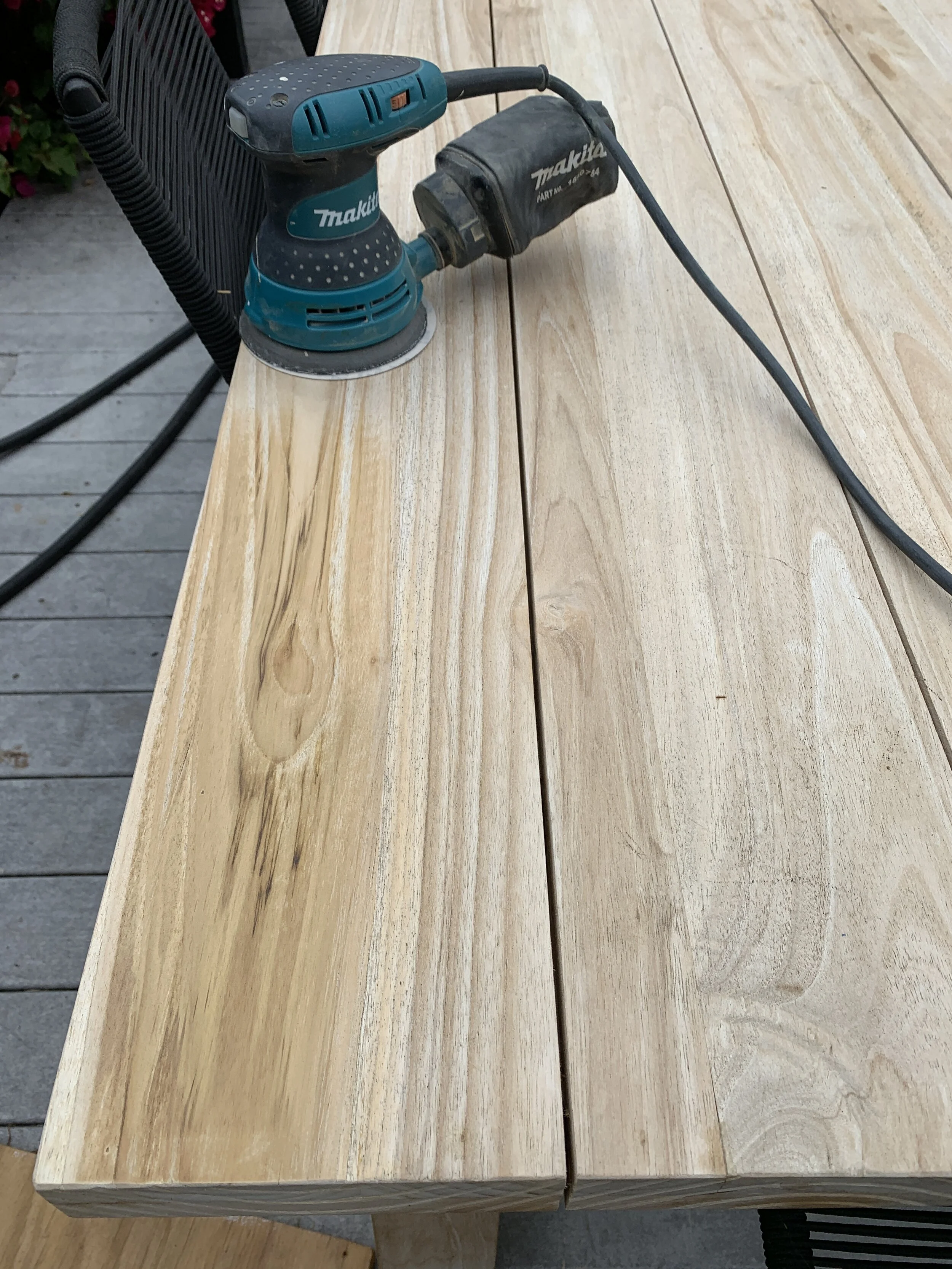 Sanding clearance teak table